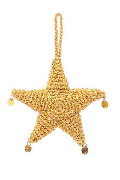 Handcrafted Crochet Gold Star Ornament – Sparkling Christmas Tree Décor