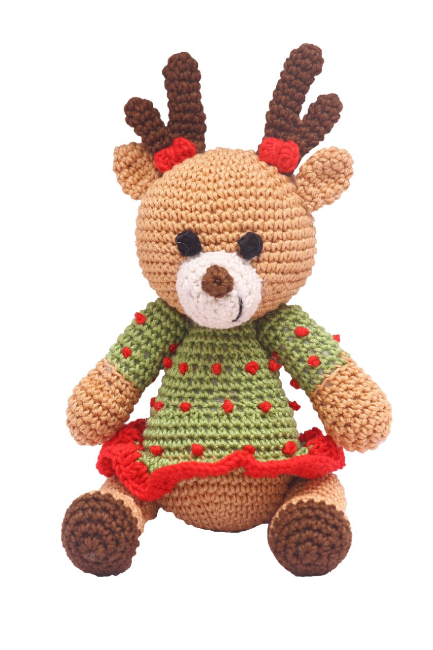 Handcrafted Amigurumi Christmas Soft Toy- girl reindeer