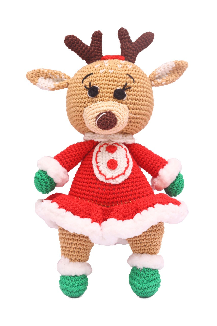 Handcrafted Amigurumi Christmas Soft Toy- cute girl reindeer