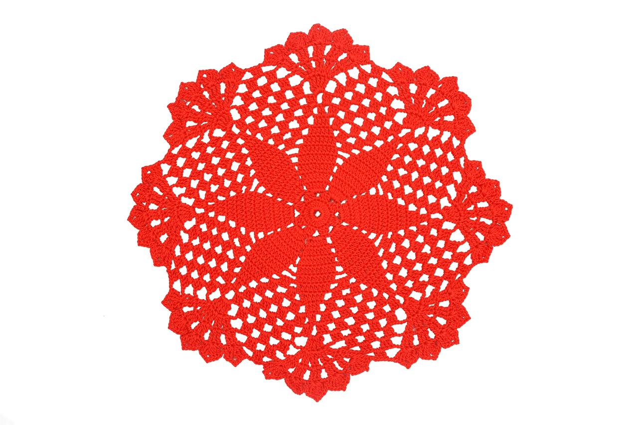 Handmade Crochet Doilies- 
Red
